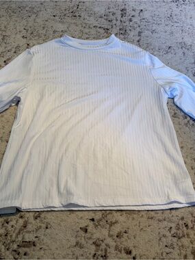 SHEIN Light Blue Ribbed Long Sleeve Tee
